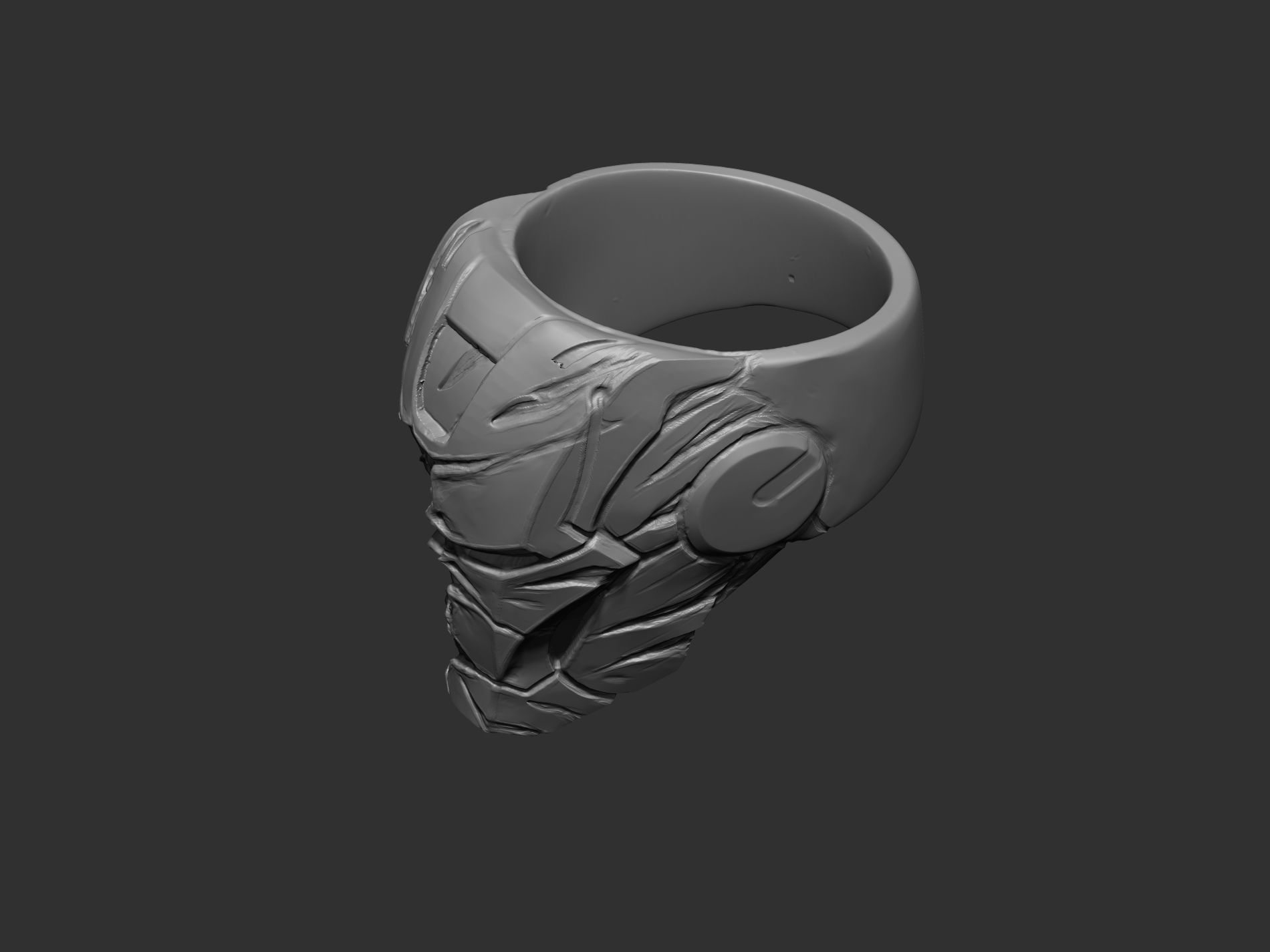Robot skull  Ring  3D print model_4