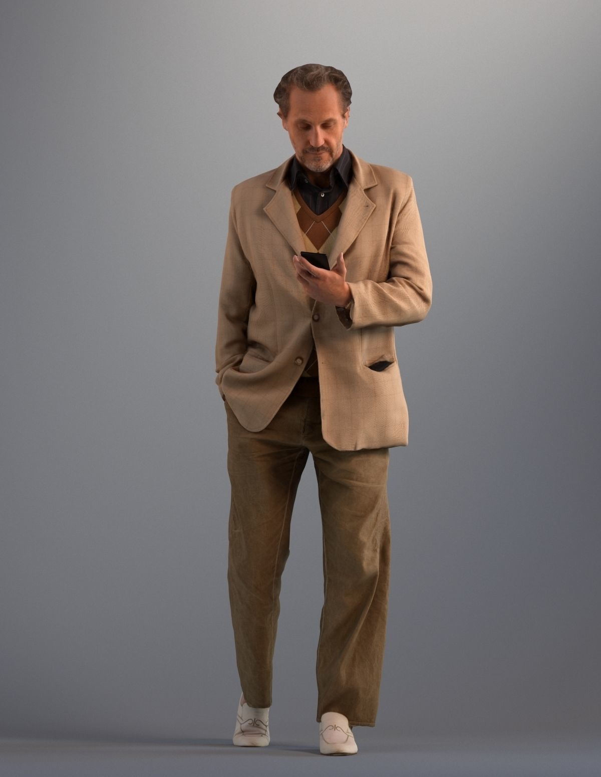 Set of 3D people using their phone Basics0001  3D model_1