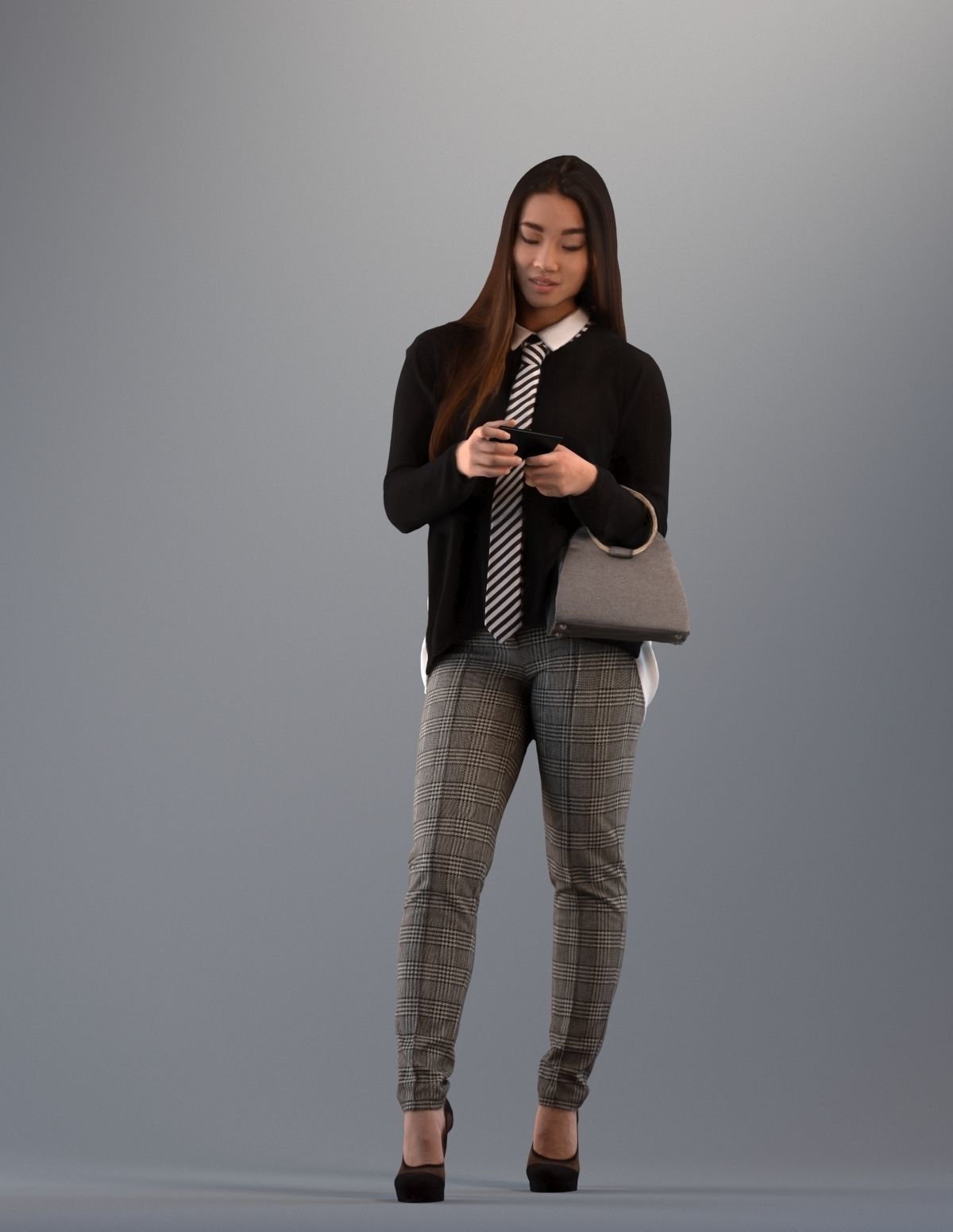 Set of 3D people using their phone Basics0001  3D model_5