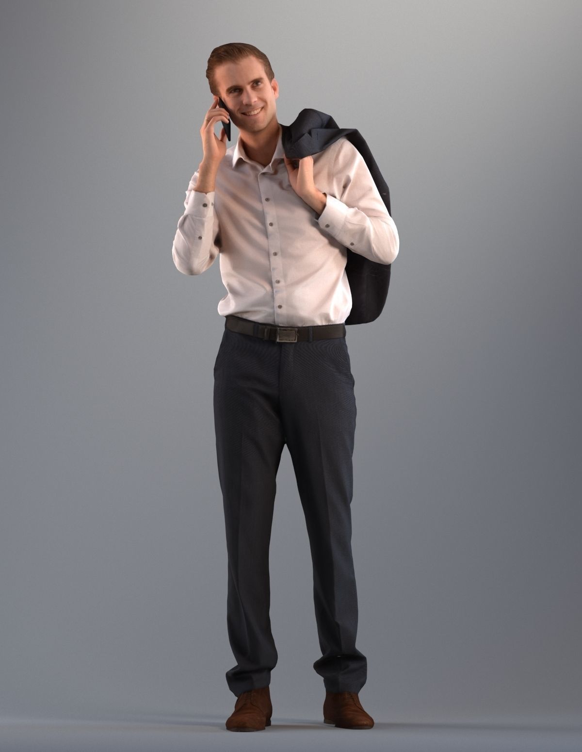 Set of 3D people using their phone Basics0001  3D model_3