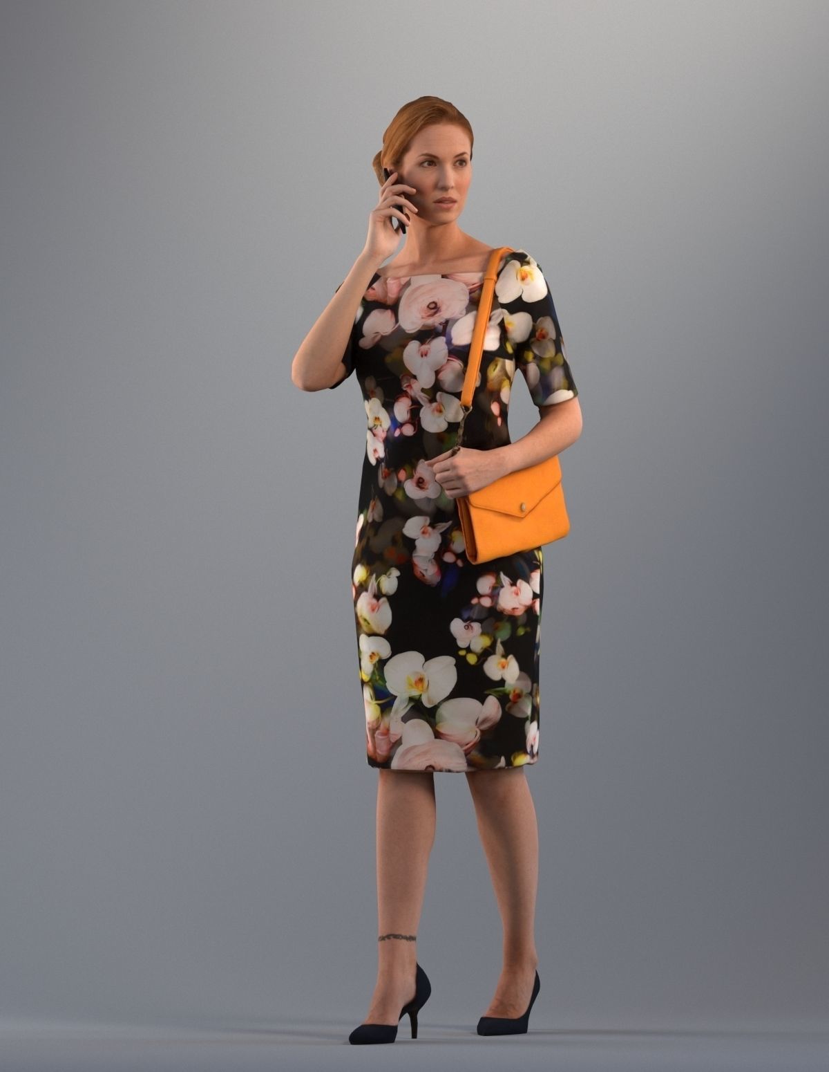 Set of 3D people using their phone Basics0001  3D model_4