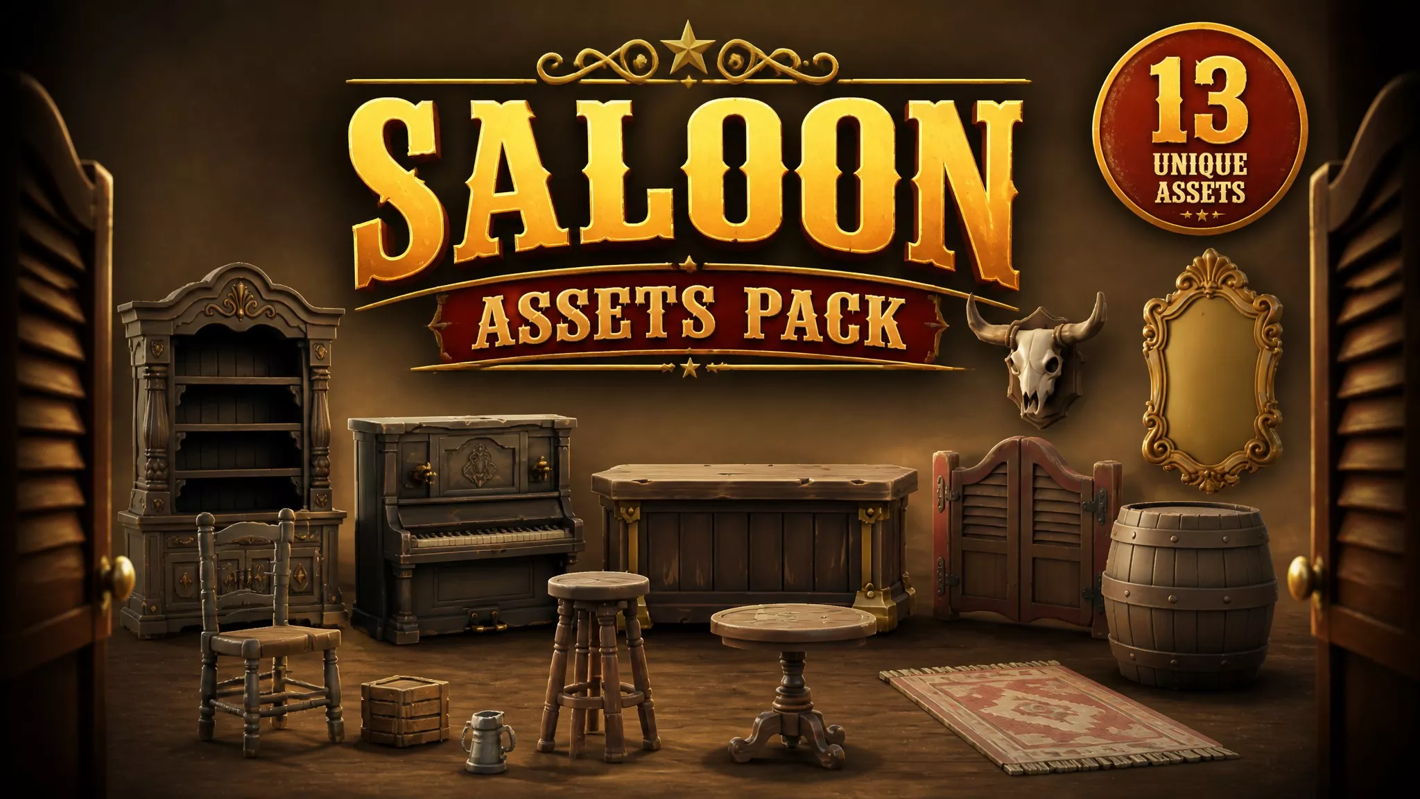 Saloon Assets Pack Low-poly 3D model