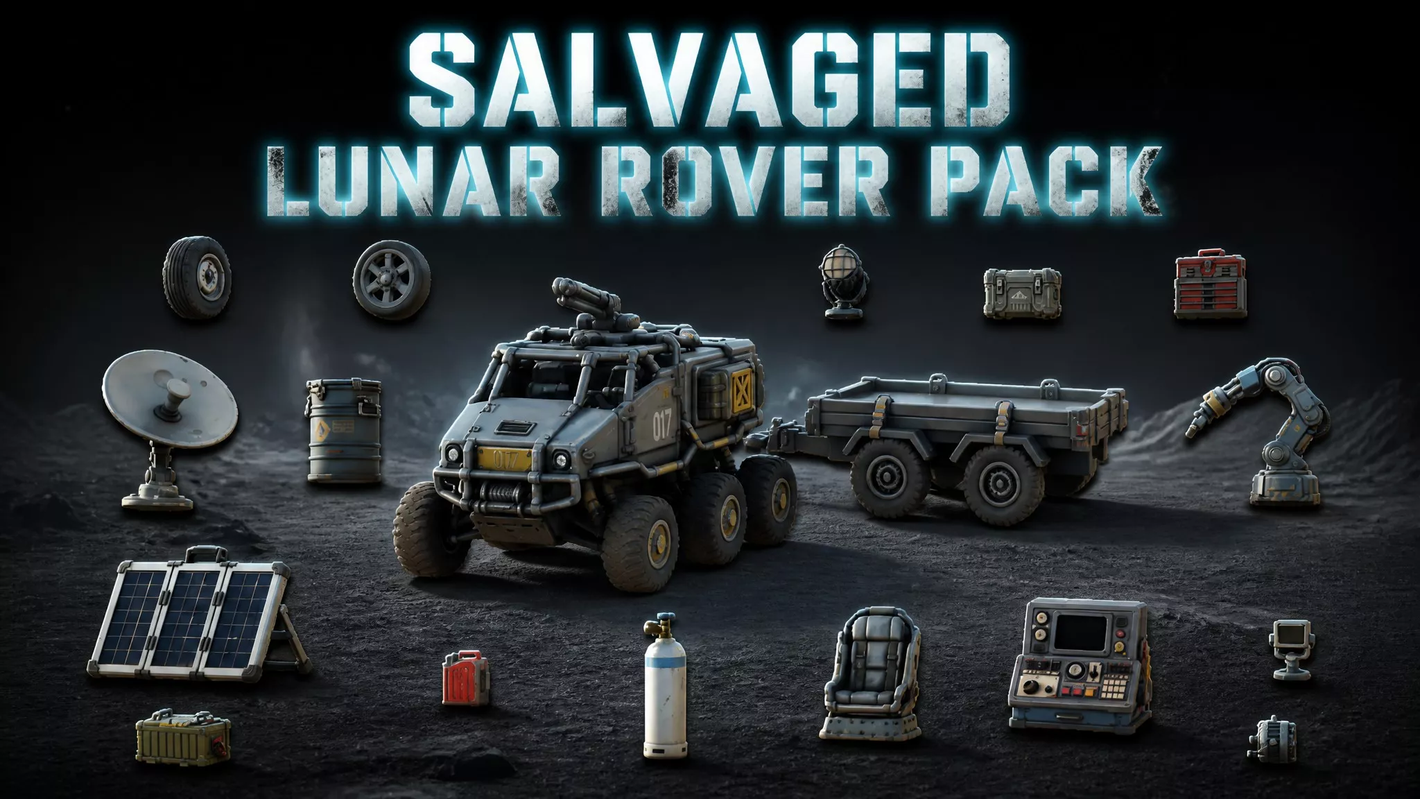 Salvaged Lunar Rover Pack Low-poly 3D model