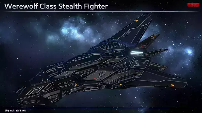 Spaceship Stealth Fighter Werewolf Low-poly 3D model