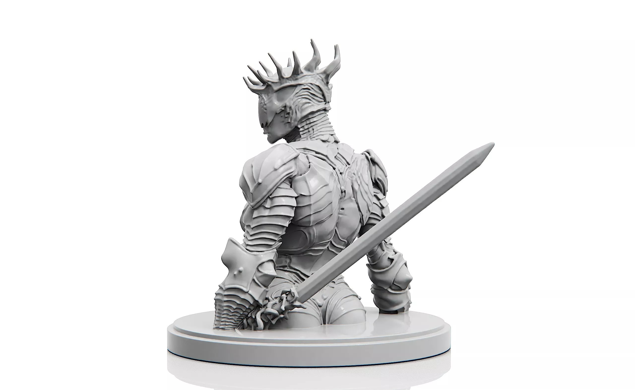 Mortal Shell II Female Warrior Bust STL 20cm Solid Fan Art 3D print model