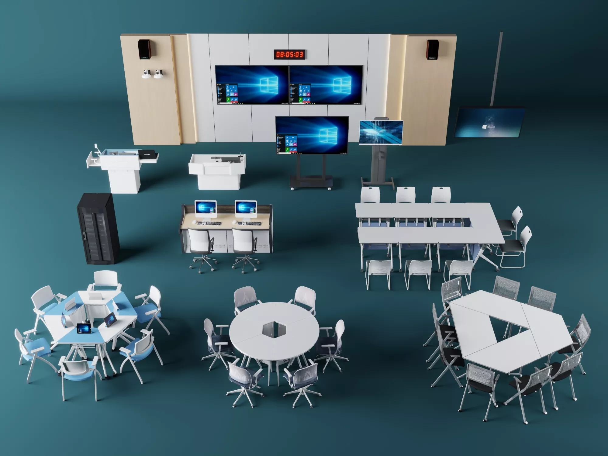 Modern Classroom Lecture Hall Furniture Set 3D model