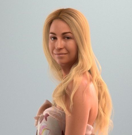 Blond European girl walking in beach ware 3D model