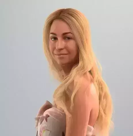 Blond European girl walking in beach ware 3D model