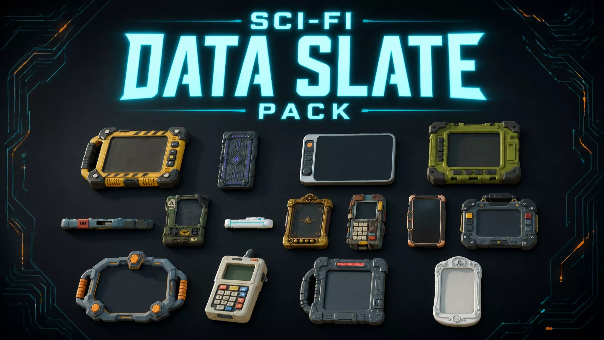 Sci-Fi Data Slate Pack Low-poly 3D model