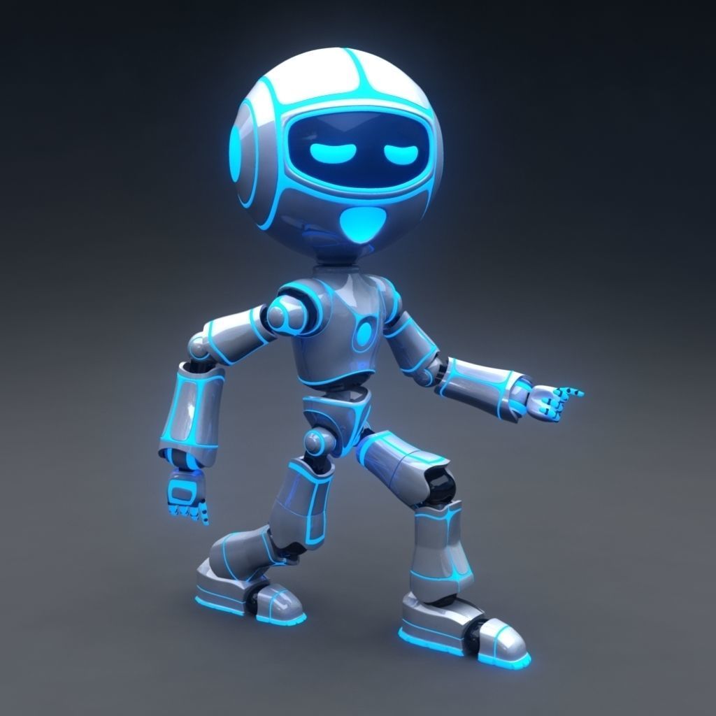 Full Rigged Robot Low-poly 3D model_1
