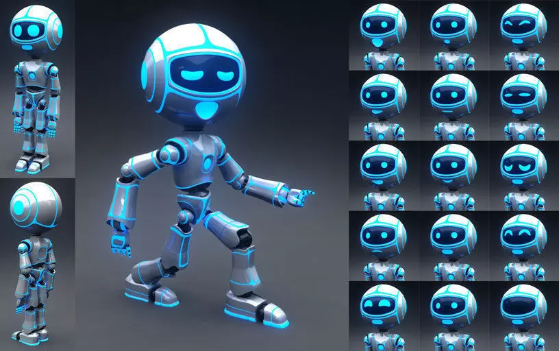 Full Rigged Robot Low-poly 3D model_0