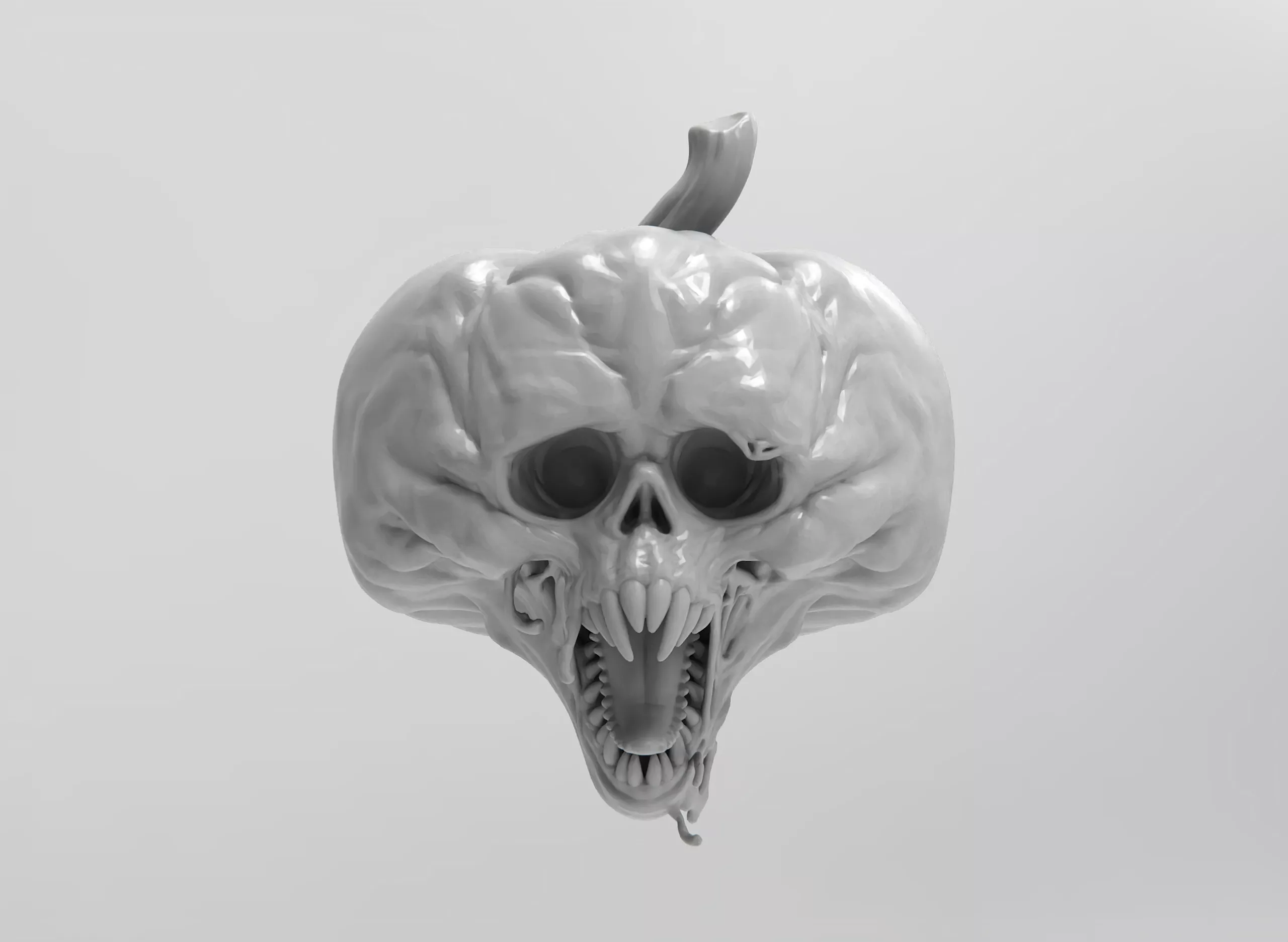Dark Fantasy Pumpkin STL Halloween Horror Sculpture 15cm Free 3D print model