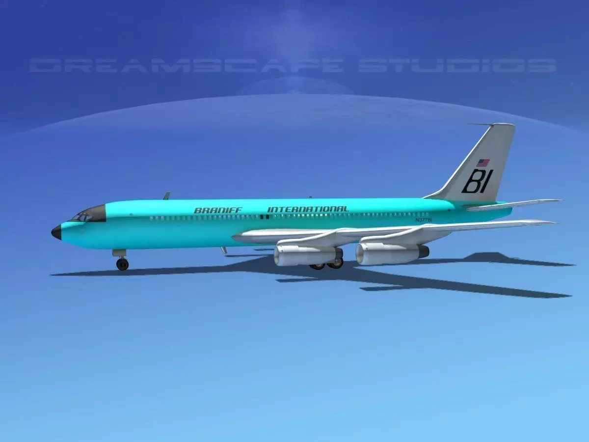 Boeing 707 Braniff 3D model_0