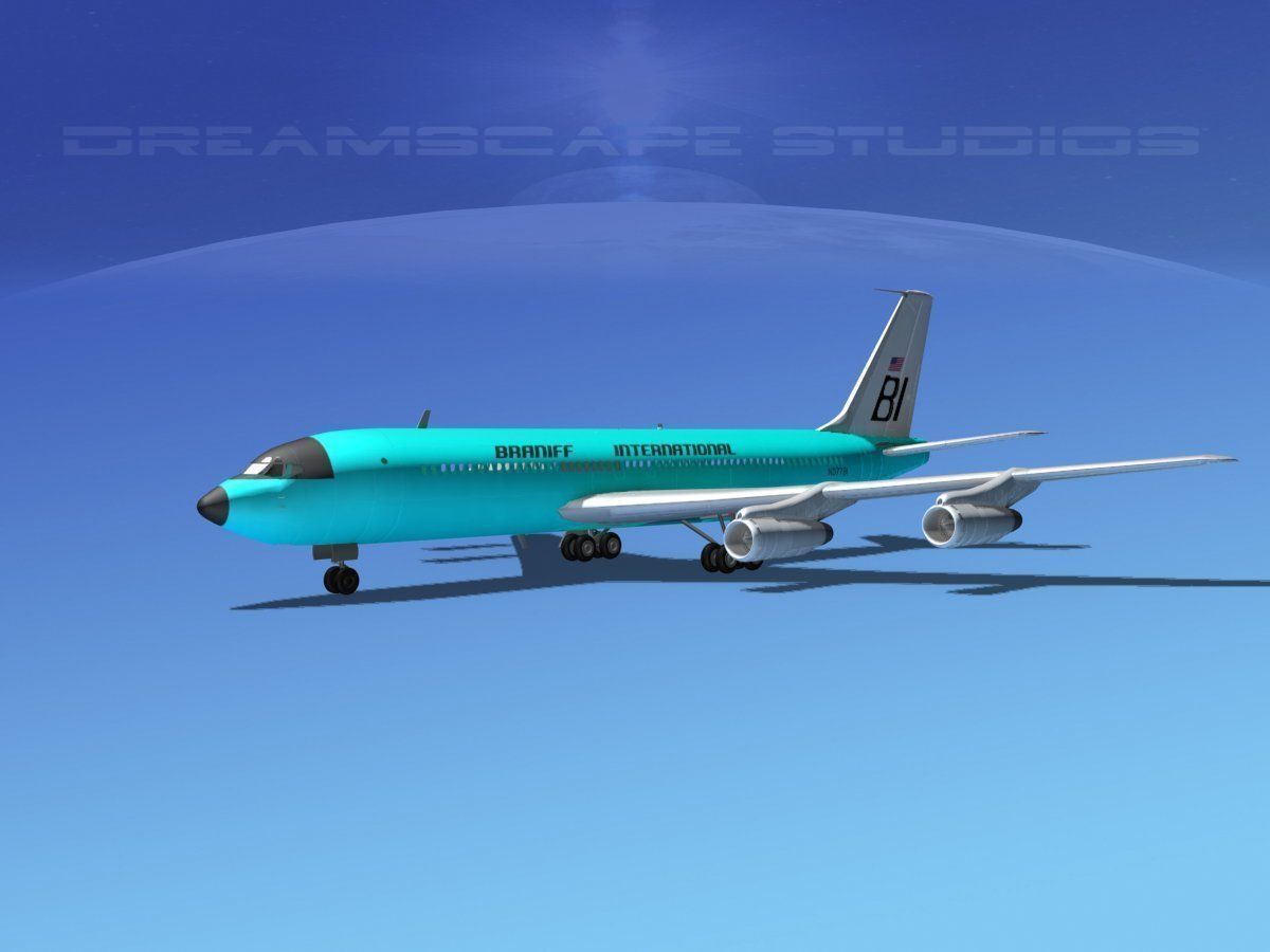 Boeing 707 Braniff 3D model_1