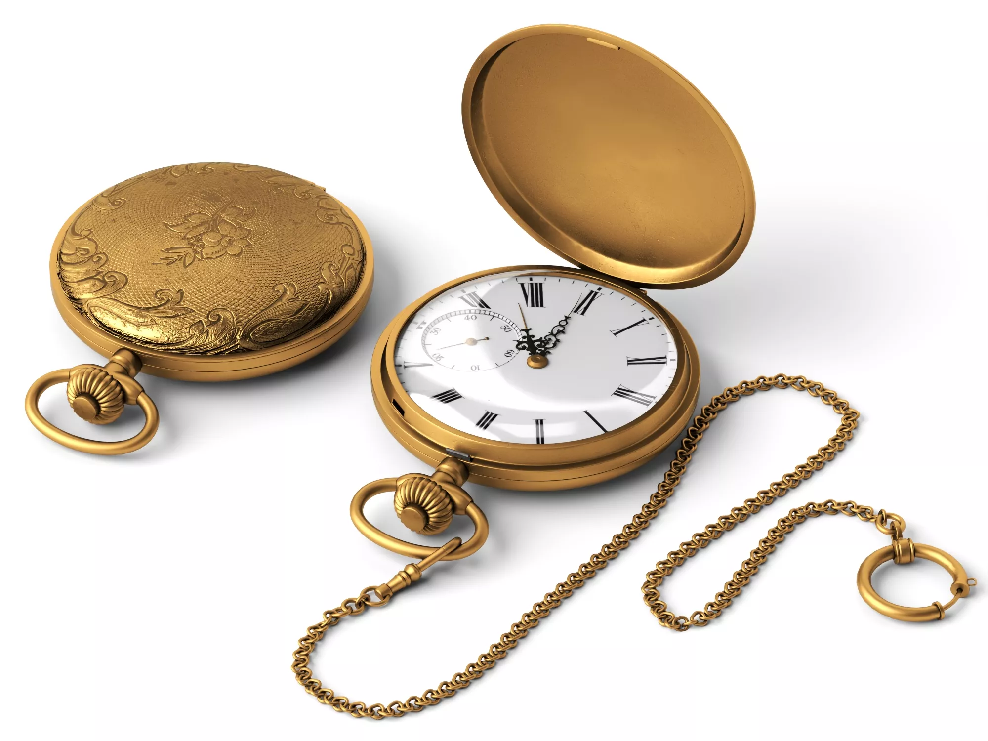 Vintage Gold Pocket Watch Low-poly 3D model