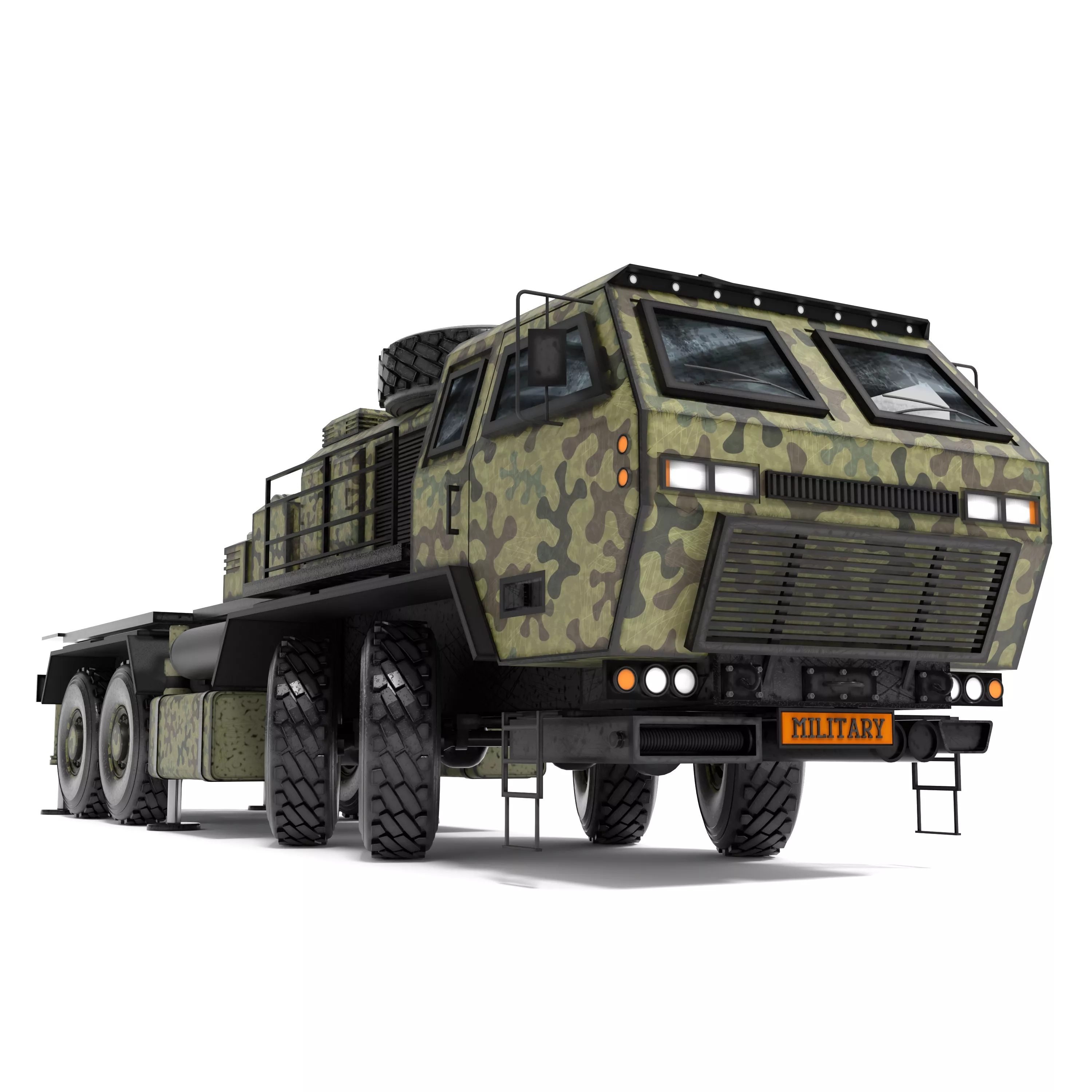 Stylized Heavy Military Truck 8x8 with Camouflage 3D model