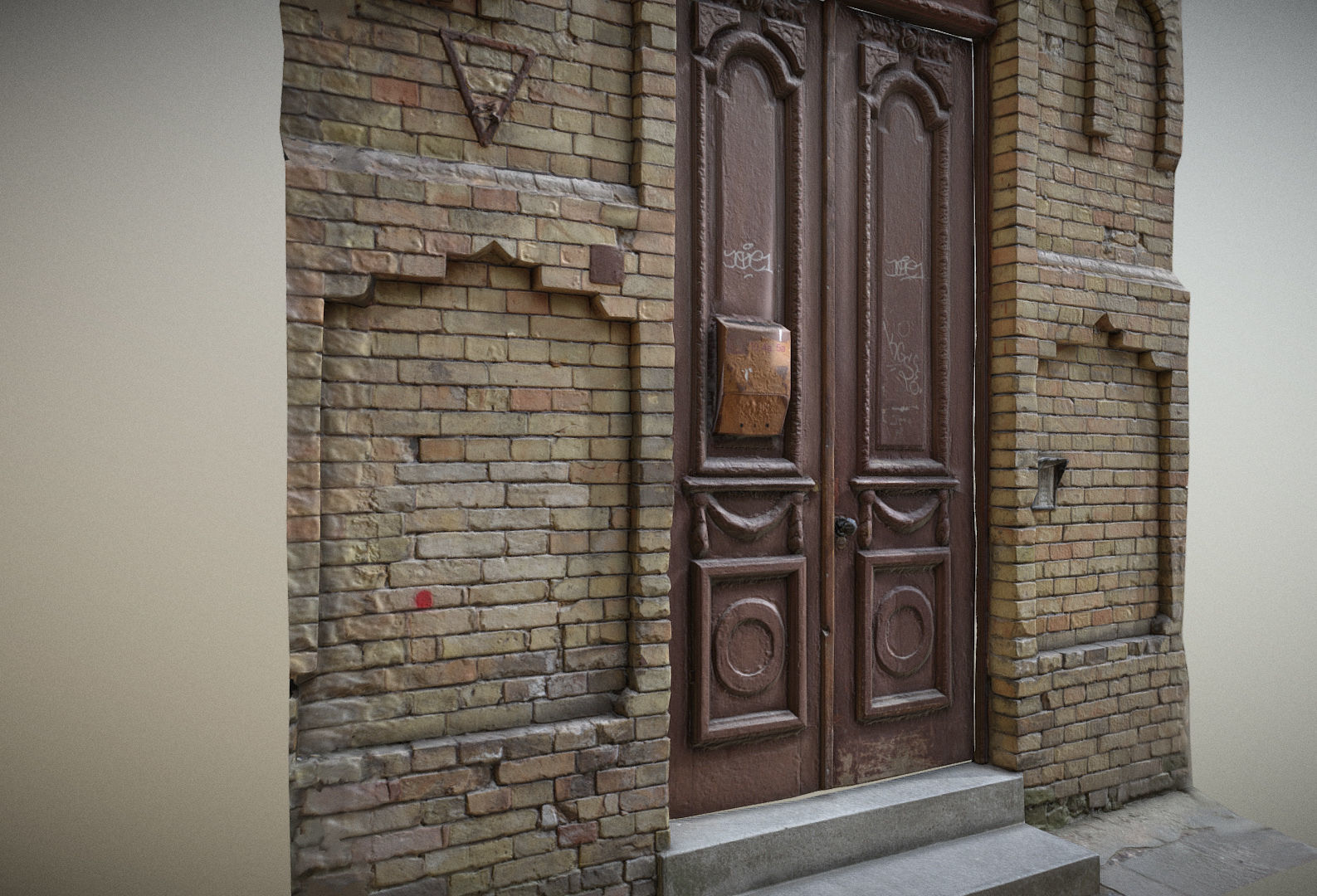 Scanned photorealistic old ornamented door Low-poly 3D model_4