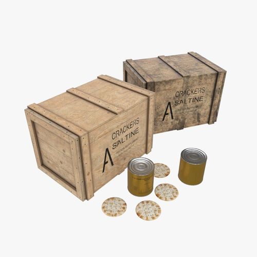 US Crackers Wooden Crate Low-poly 3D model