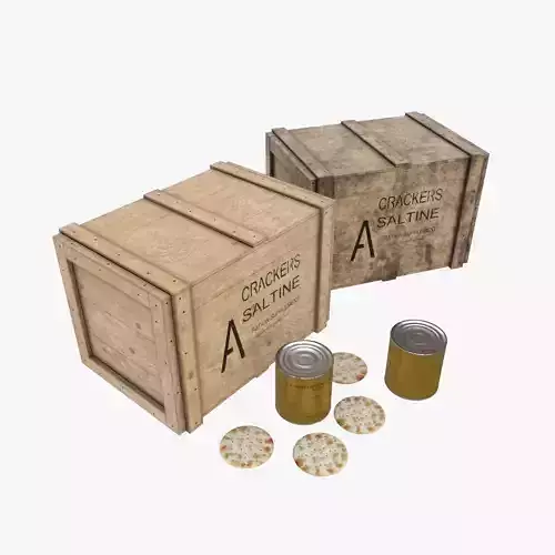 US Crackers Wooden Crate Low-poly 3D model