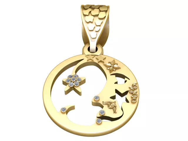 Diamond Fairy Crescent Moon Pendant 3D print model