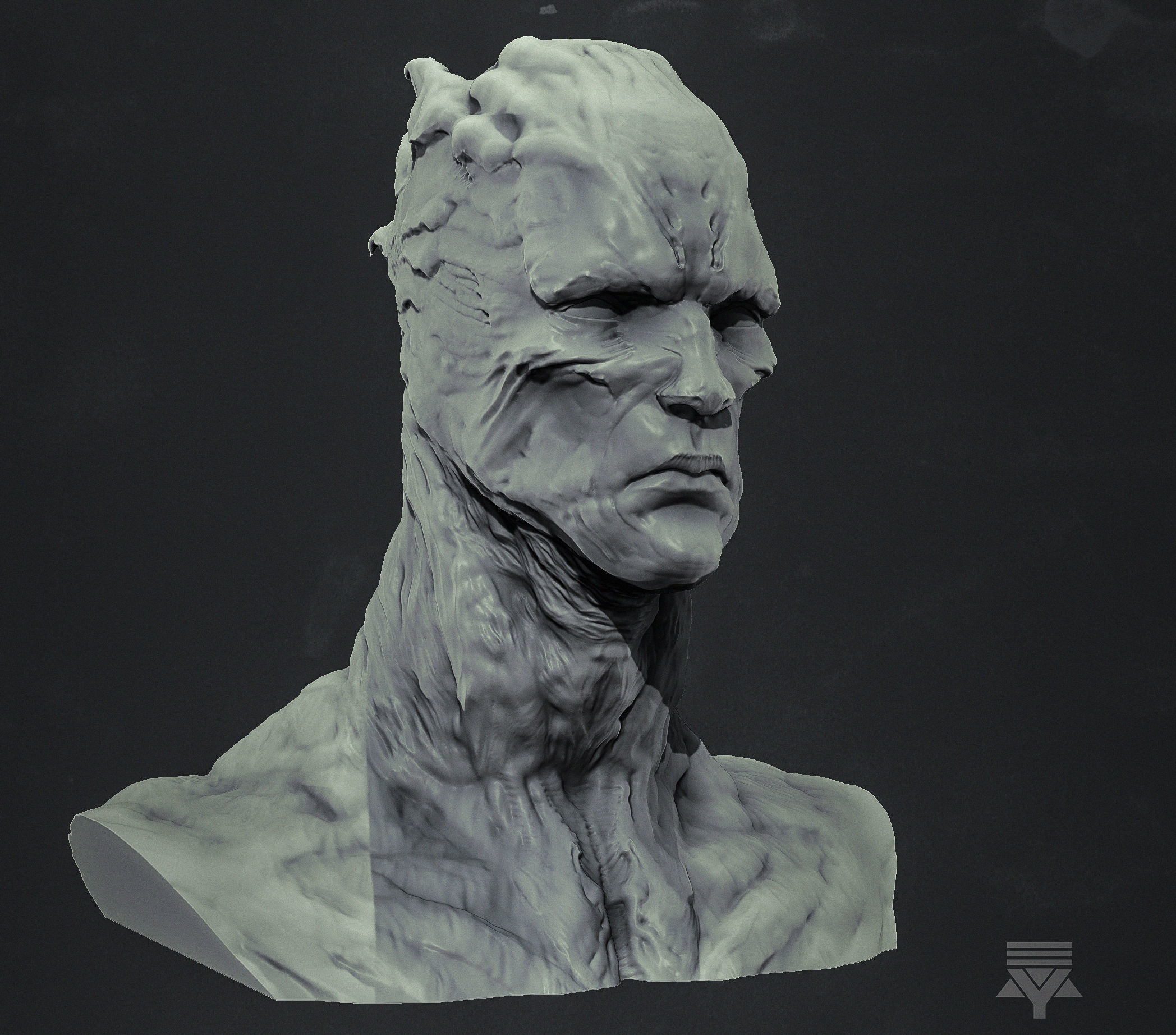 Creature bust HighPoly  3D model_1