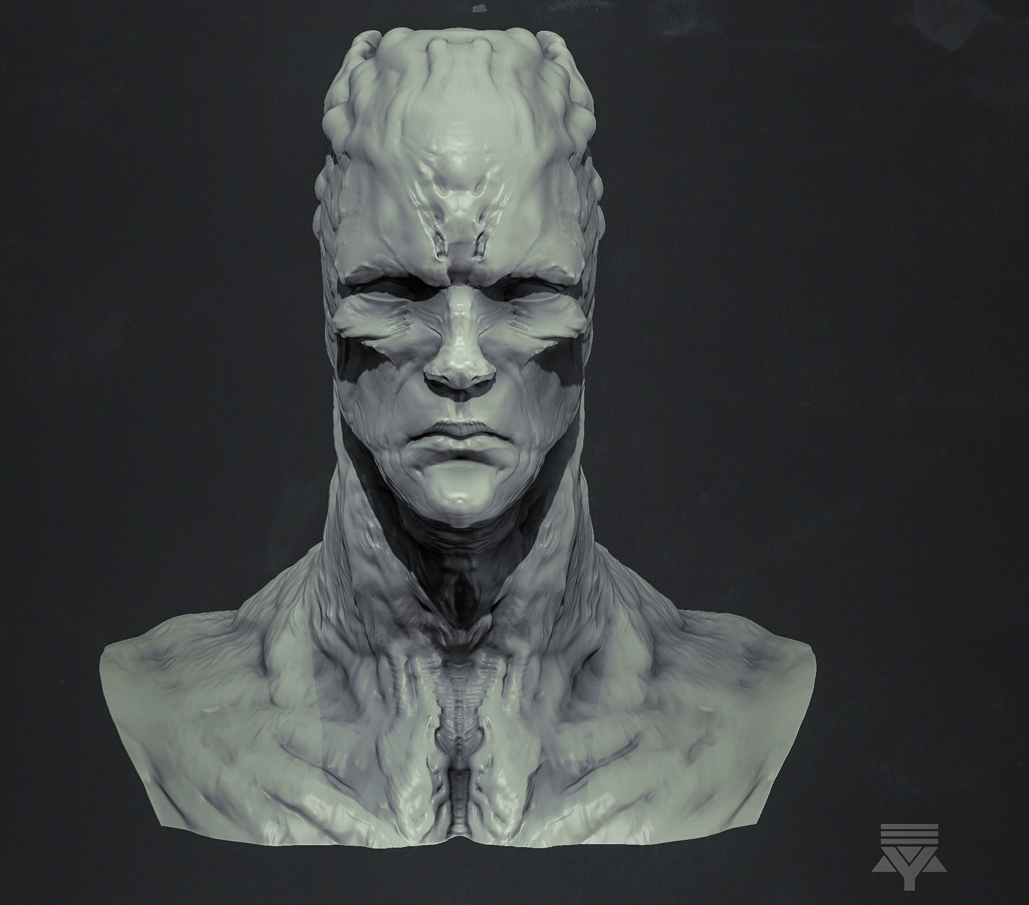 Creature bust HighPoly  3D model_3