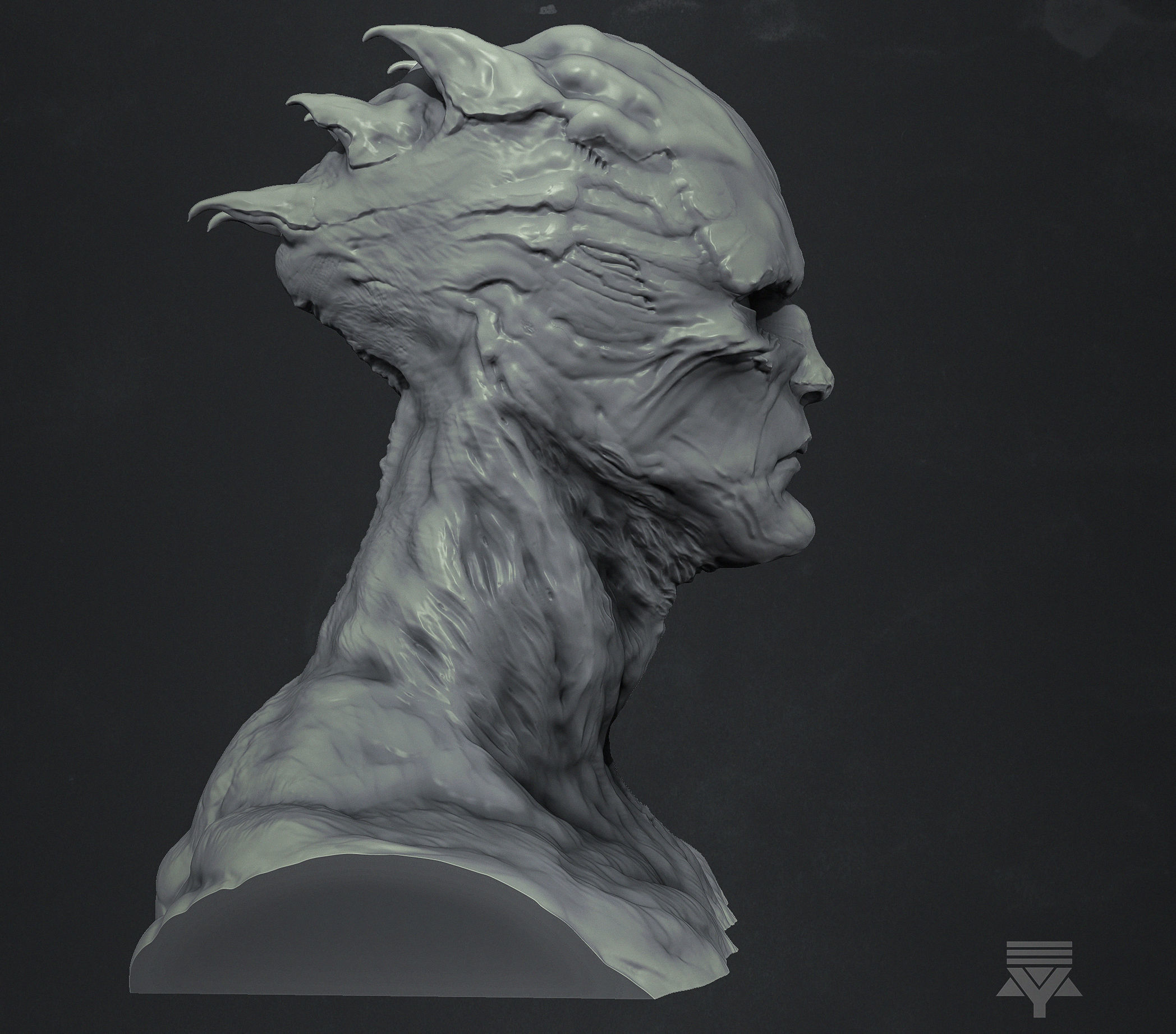 Creature bust HighPoly  3D model_2