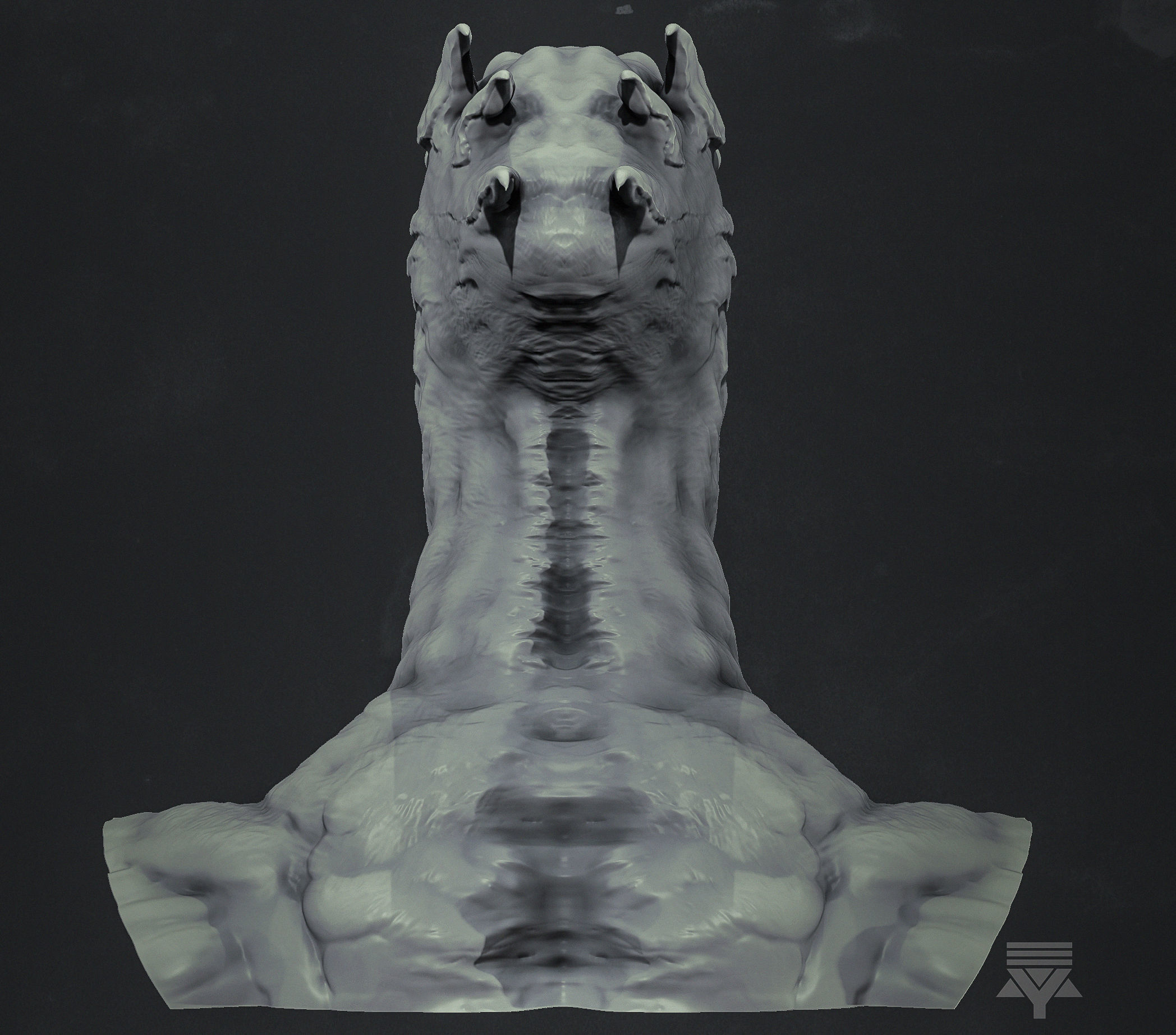 Creature bust HighPoly  3D model_4