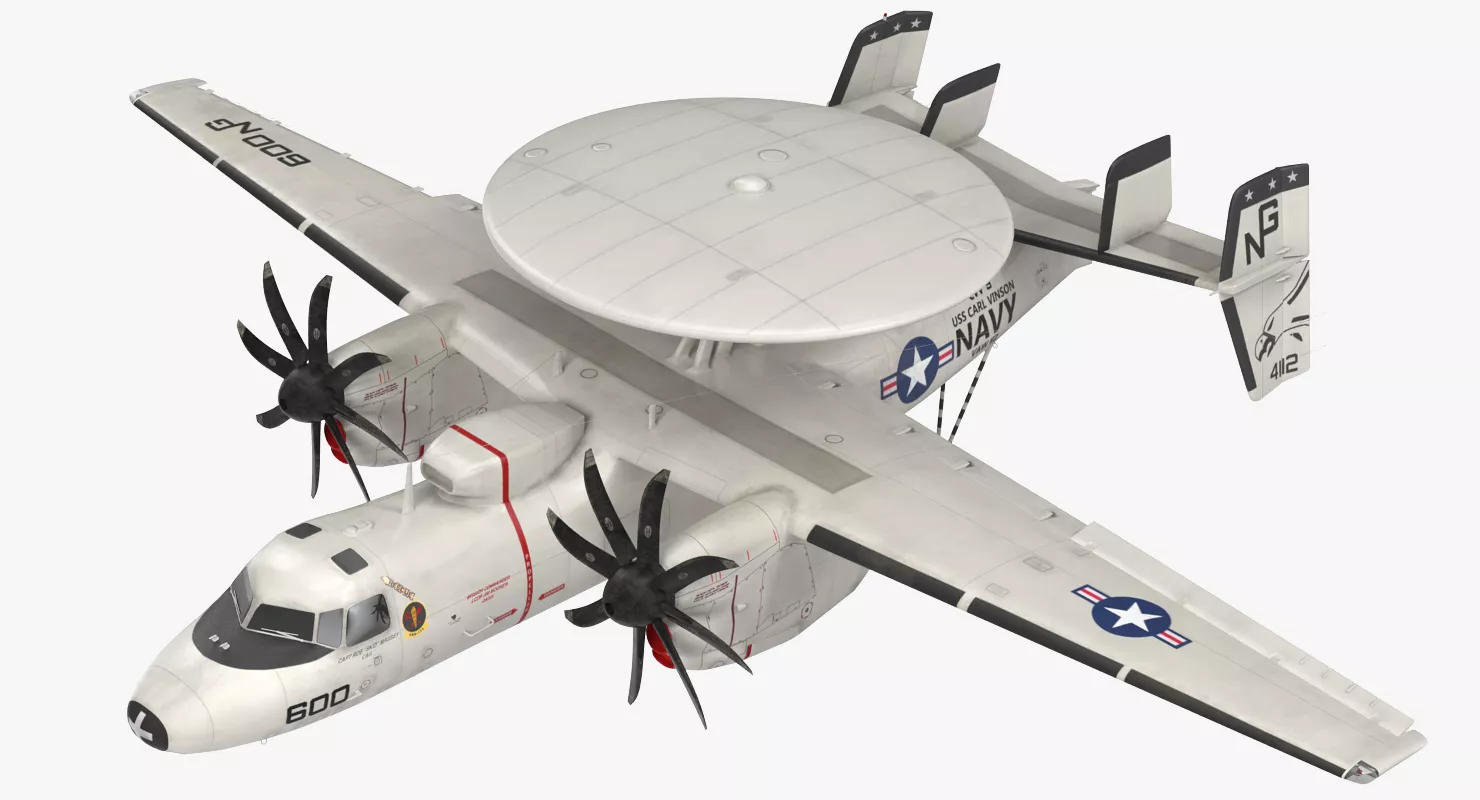 Grumman E 2 Hawkeye tactical Early Warning Aircraft Rigged 3D model
