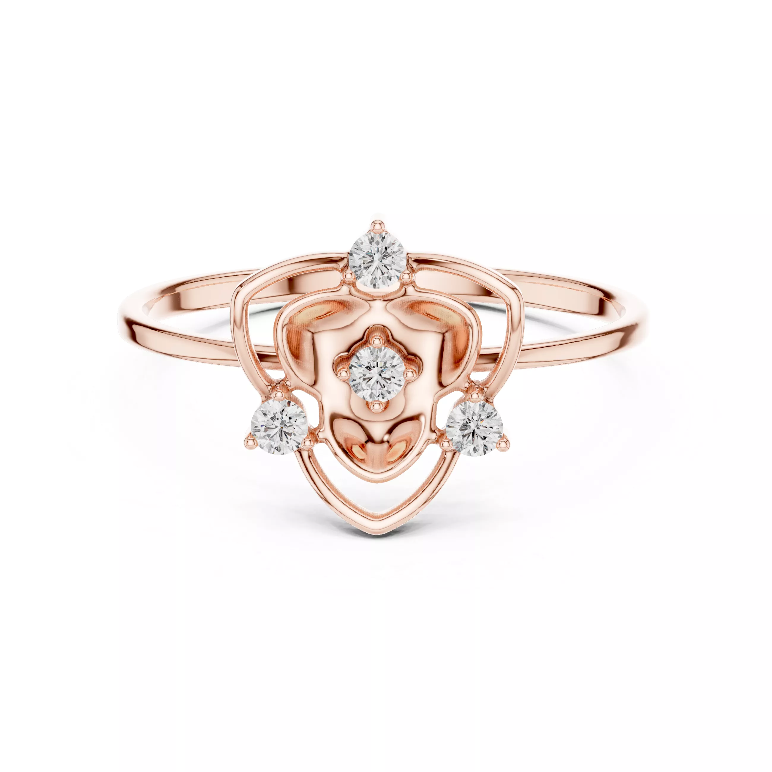 Shield Heart Multi Diamond Ring 3D print model