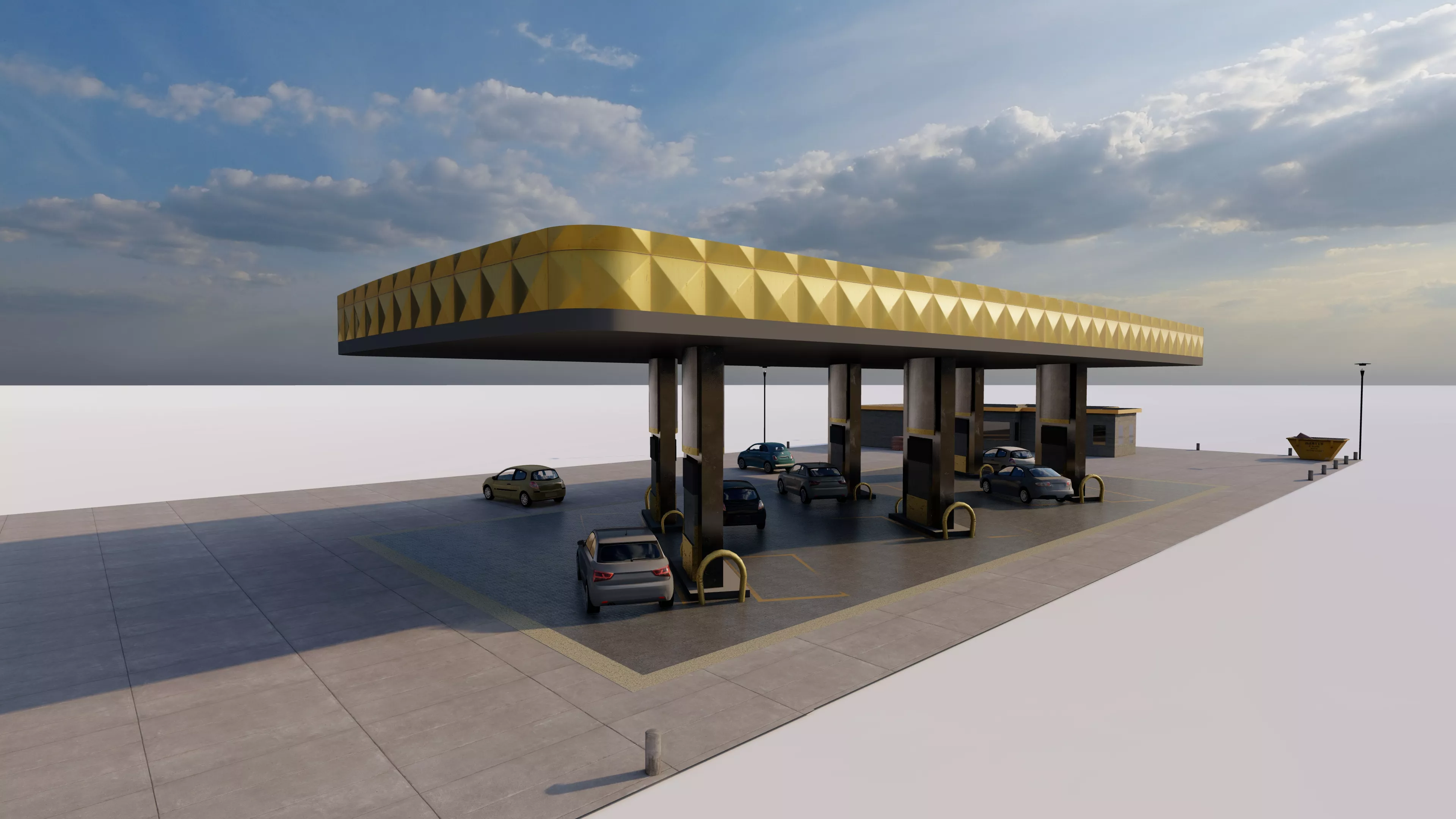 Gas Station-Realistic Low - Poly Gas Station 3D model