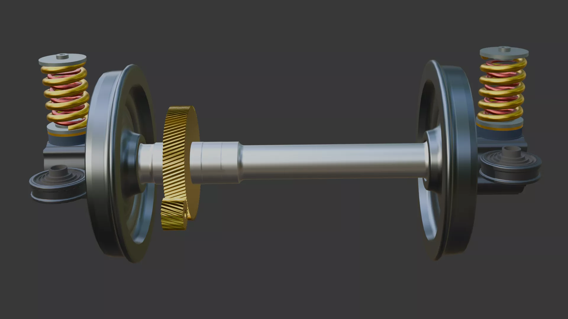 Train Wheelset Assembly with Primary Suspension 3D model
