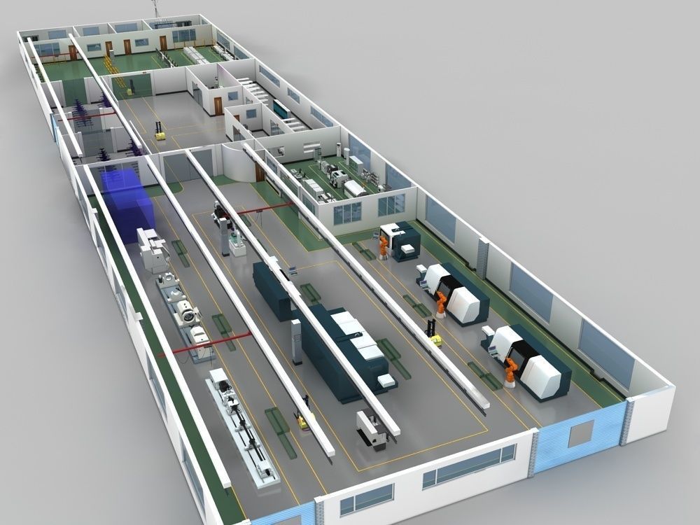 3D model Factory indoor and production equipment