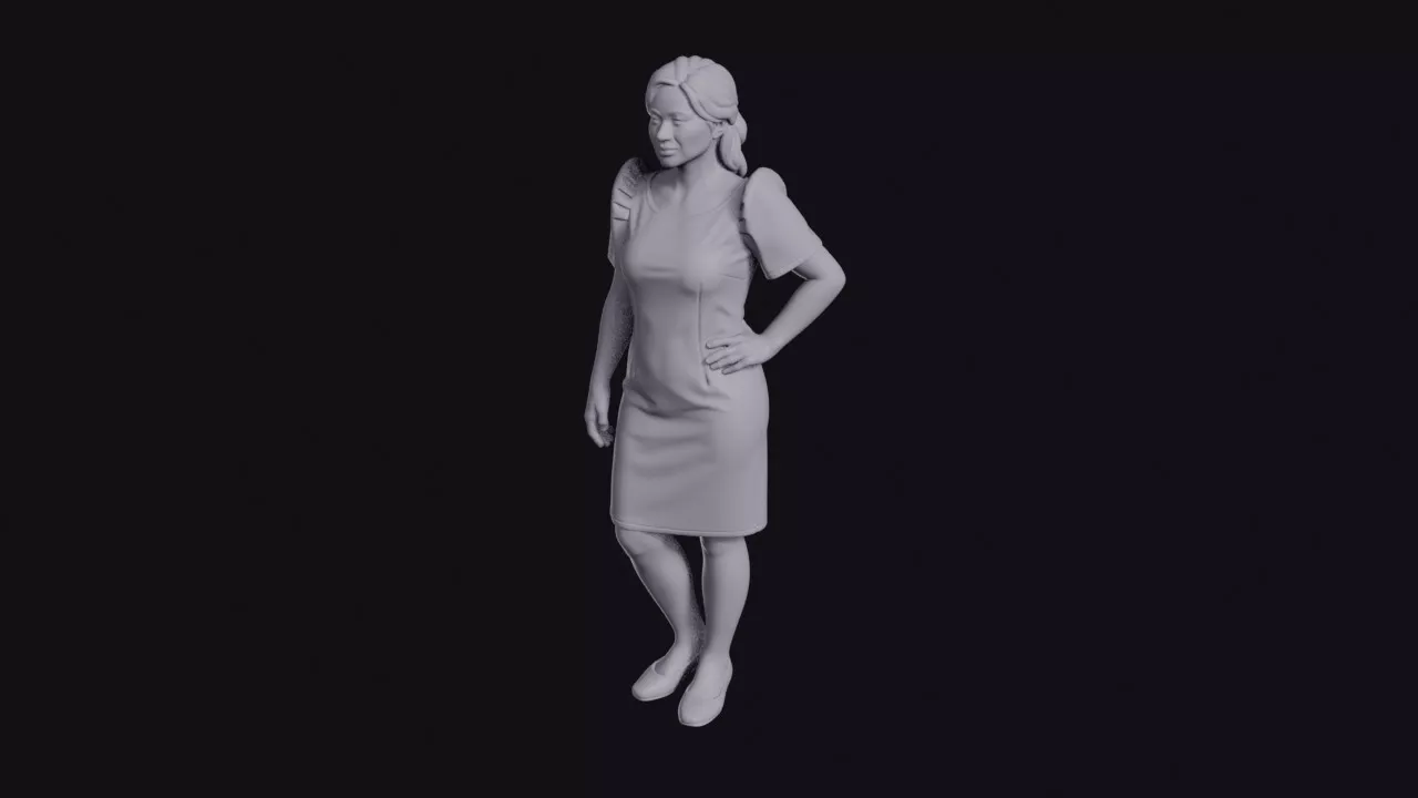 Filipina Woman in Terno with Butterfly Sleeves Figurine 3D print model