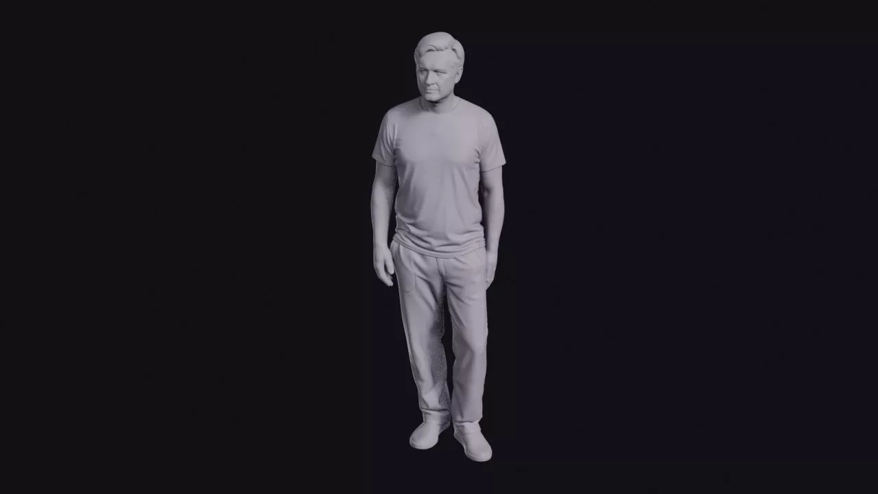 Father in T-Shirt and Comfortable Trousers Figurine 3D print model