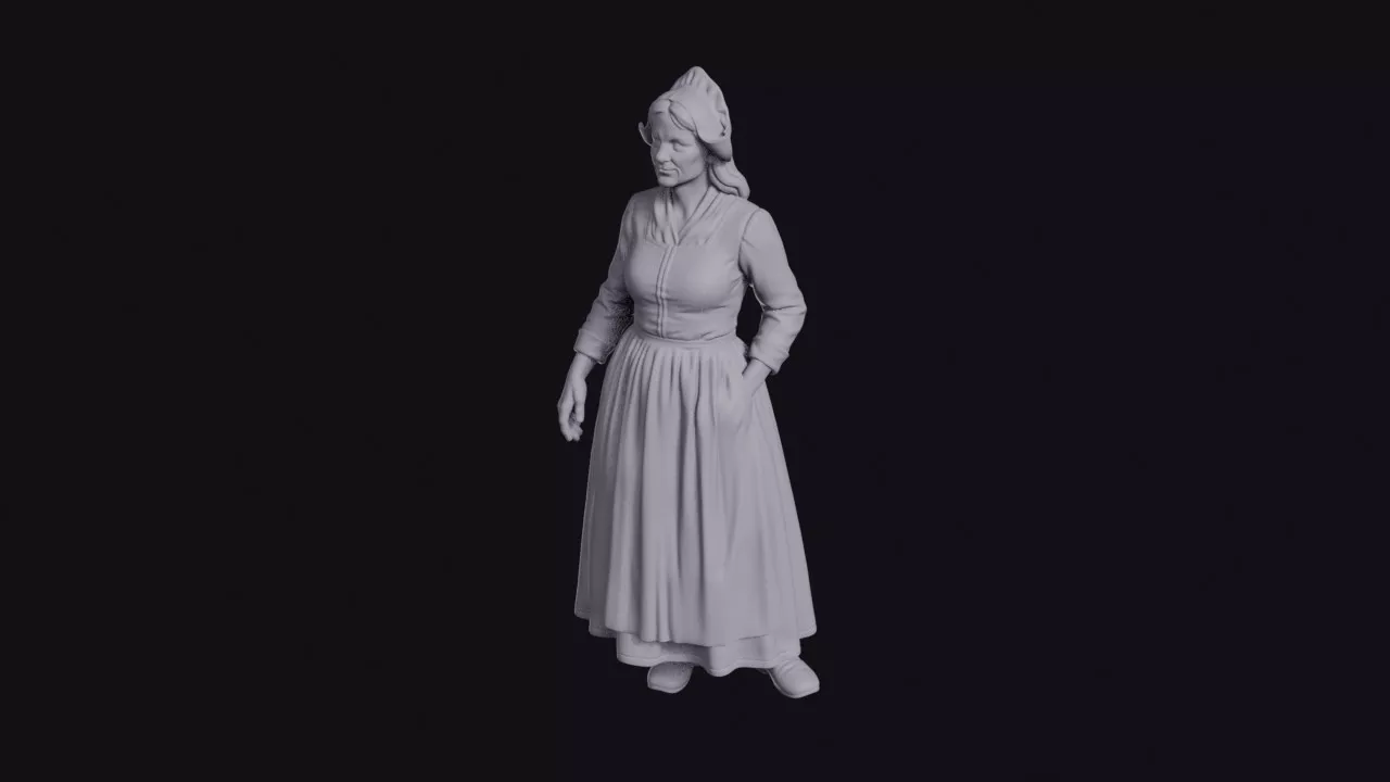 Dutch Woman in Traditional Cap and Dress Figurine 3D print model