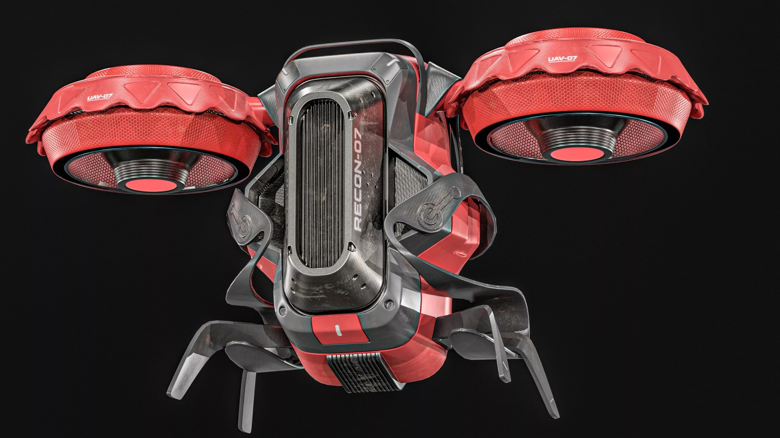 Sci-Fi Drone 3 Colors Low-poly 3D model