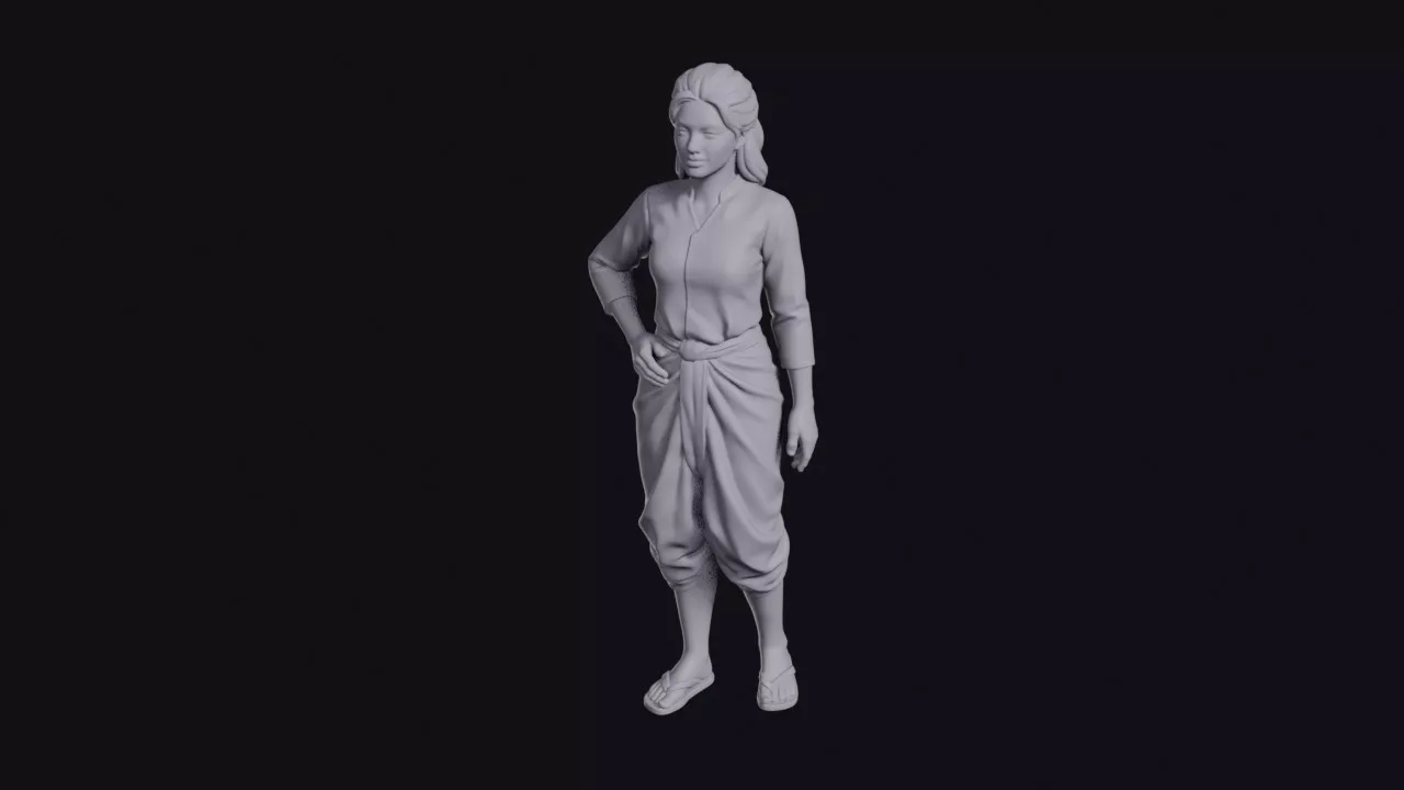 Cambodian Woman in Traditional Sampot Figurine 3D print model