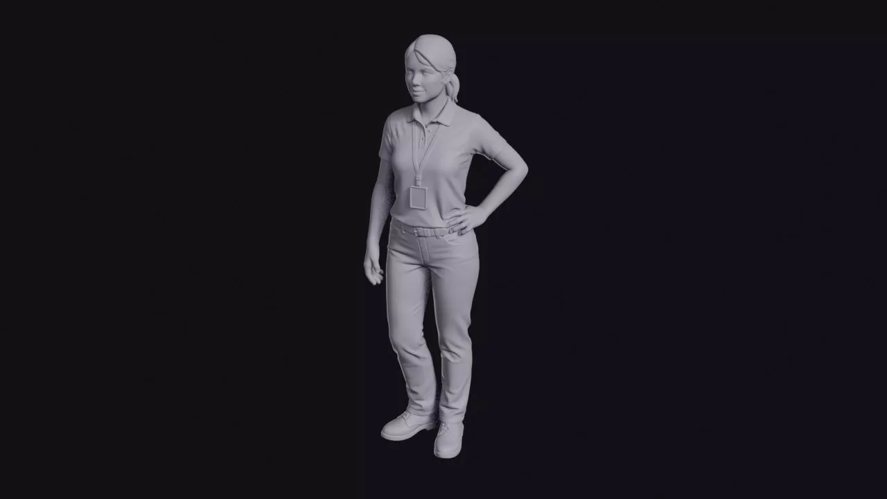 Call Centre Worker in Polo Shirt and Lanyard Figurine 3D print model