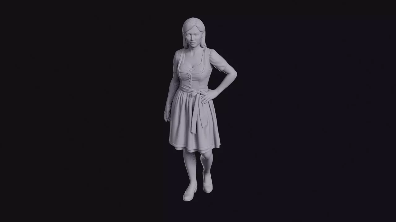 Bavarian Woman in Dirndl with Apron Figurine 3D print model