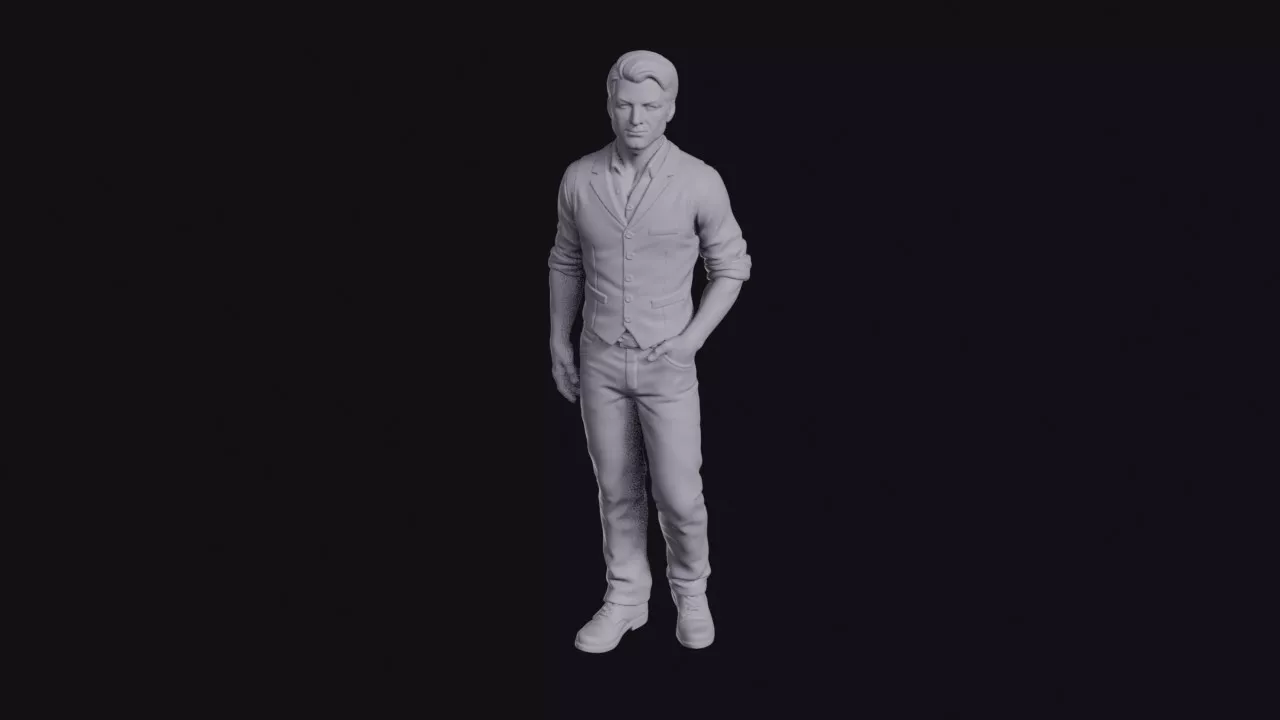 Bartender in Waistcoat with Rolled Sleeves Figurine 3D print model