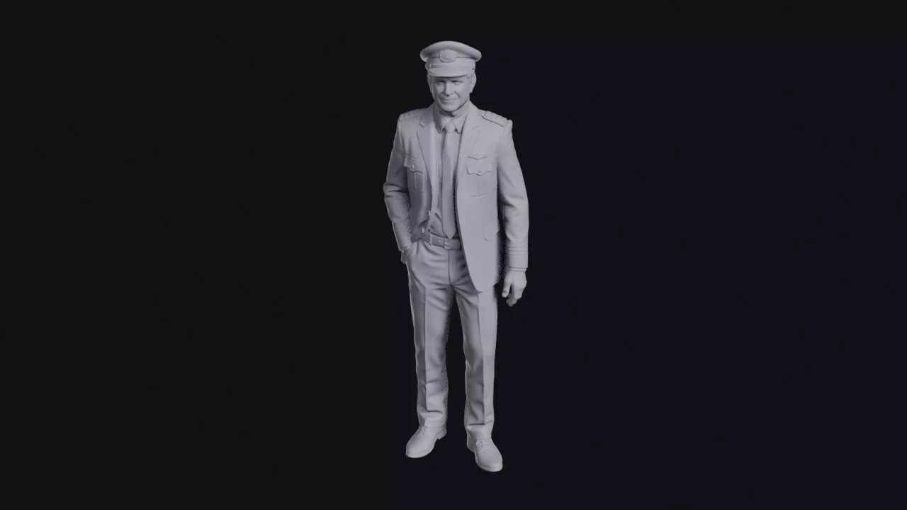 Airline Pilot in Uniform Jacket and Peaked Cap Figurine 3D print model