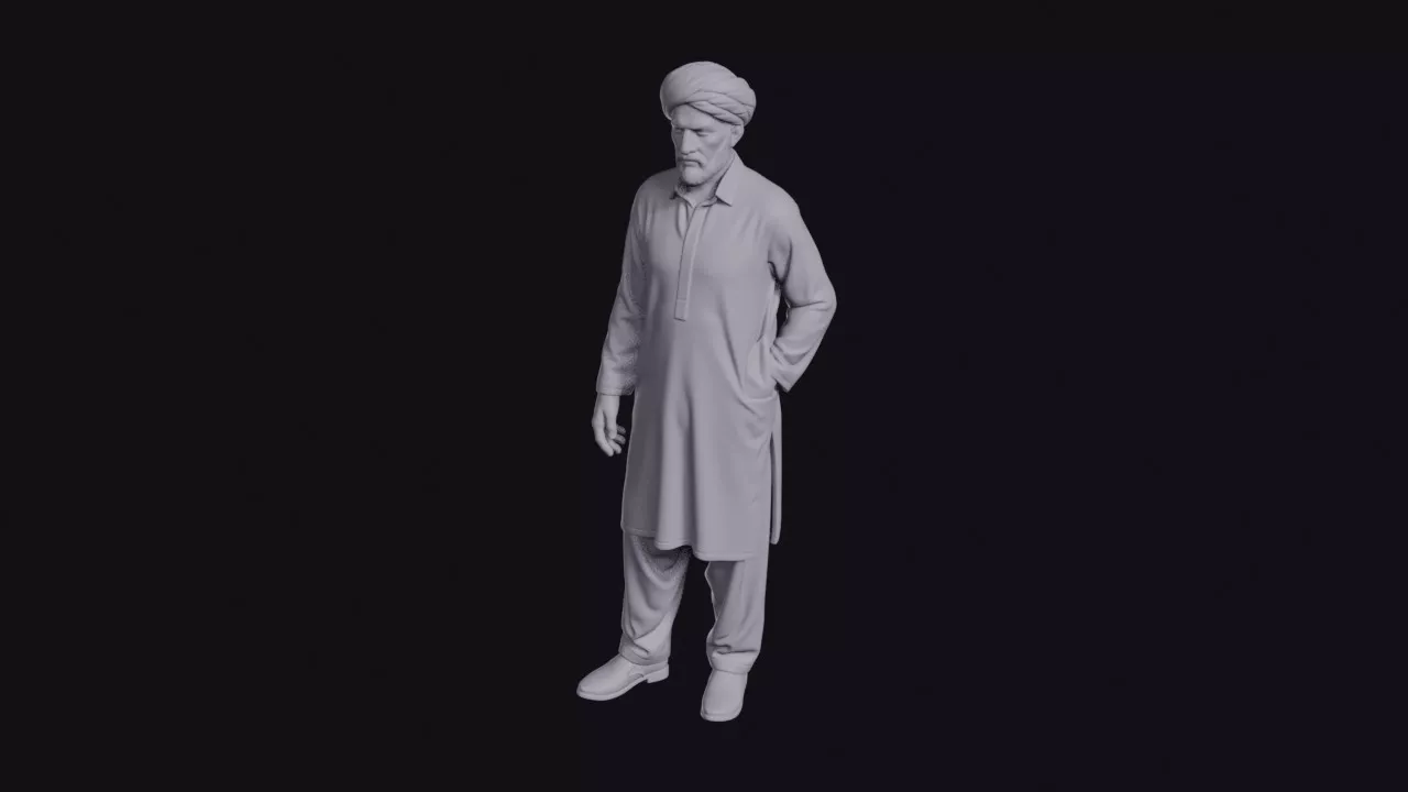 Afghan Man in Long Tunic and Turban Figurine 3D print model