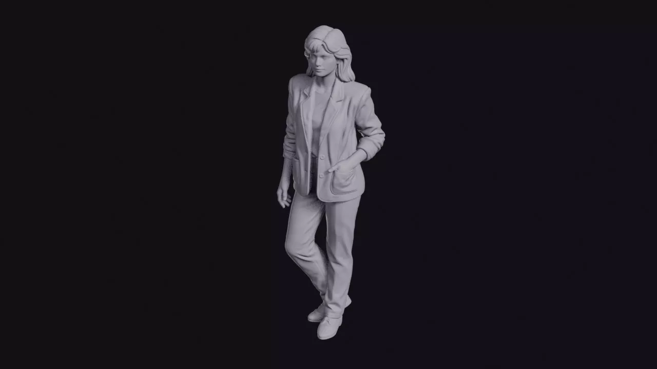 1980s Woman in Padded Shoulder Jacket Figurine 3D print model