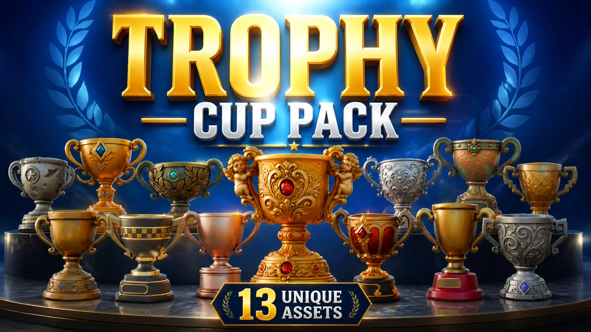 Trophy Cup Pack Low-poly 3D model