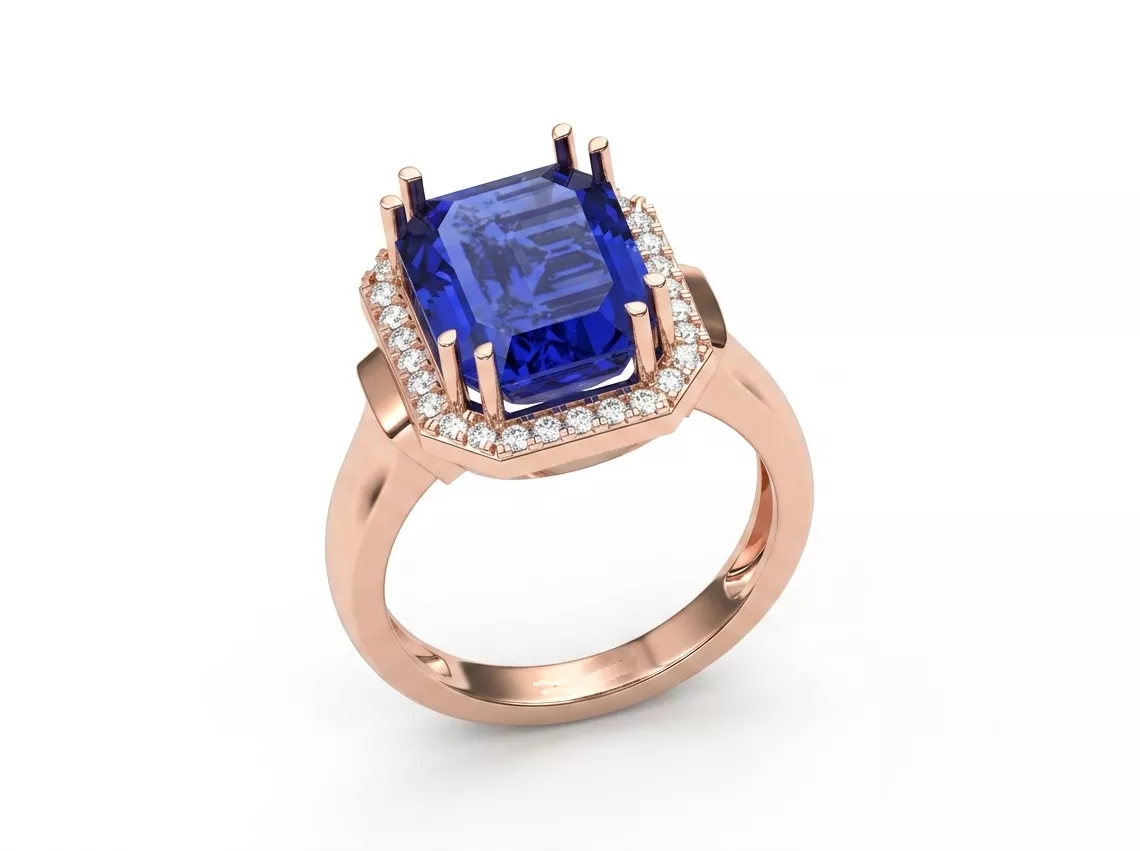 Luxury Sapphire Diamond Ring Free 3D print model