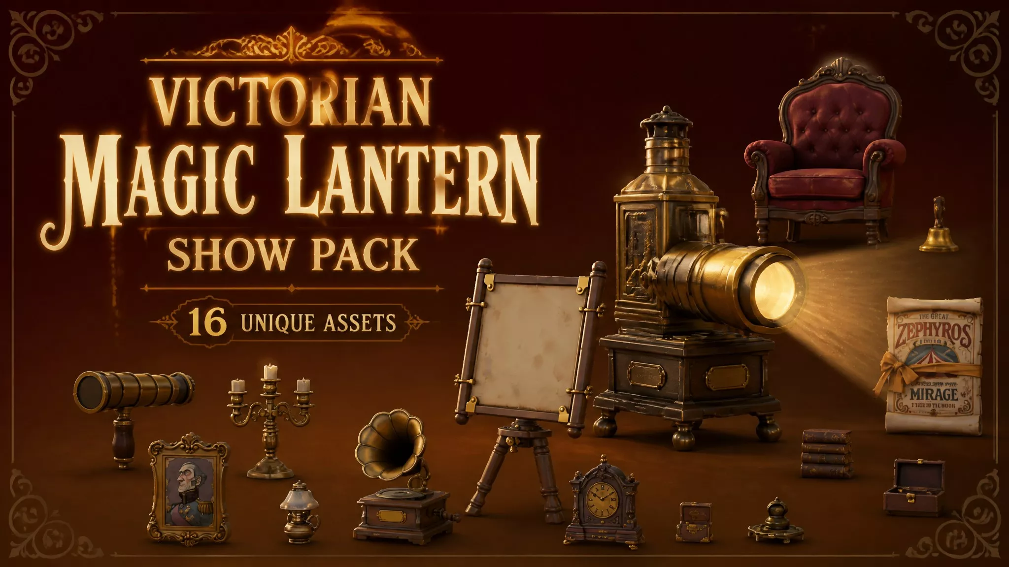 Victorian Magic Lantern Show Pack Low-poly 3D model
