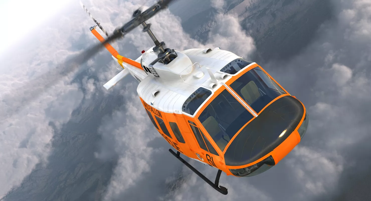 US Navy Bell UH 1 Iroquois Rescue 3D model