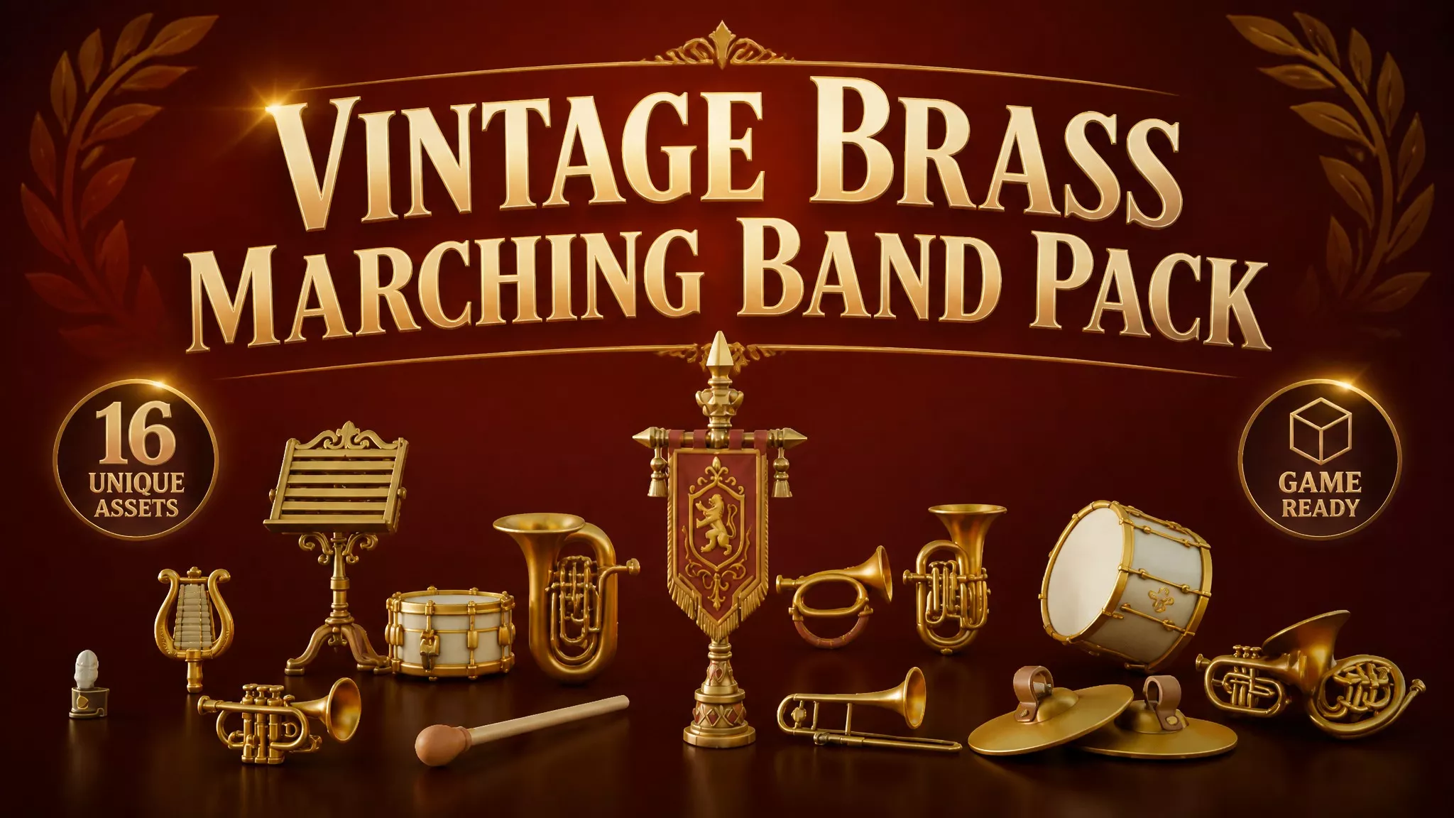 Vintage Brass Marching Band Pack Low-poly 3D model