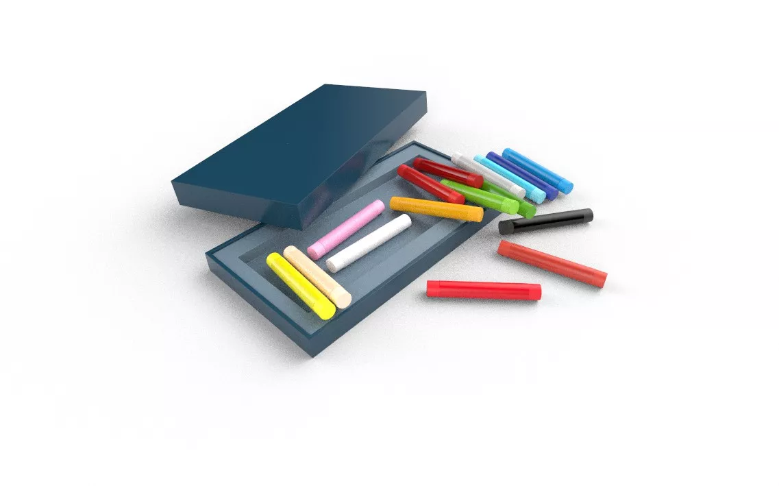 Oil Pastels M01B Low-poly 3D model